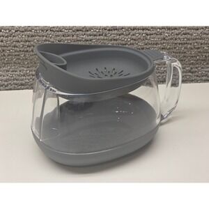 Tovolo Fat Separator Gravy Strainer Grey Silicone Lid Clear Plastic 5 Inch
